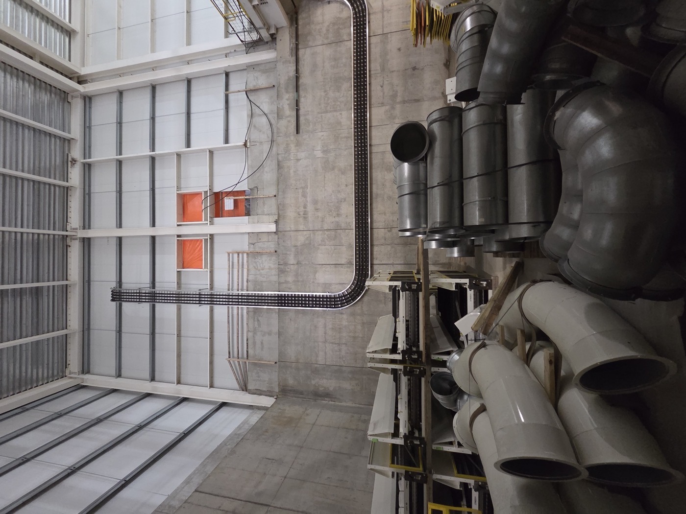 Cable tray and ductwork inside a plant