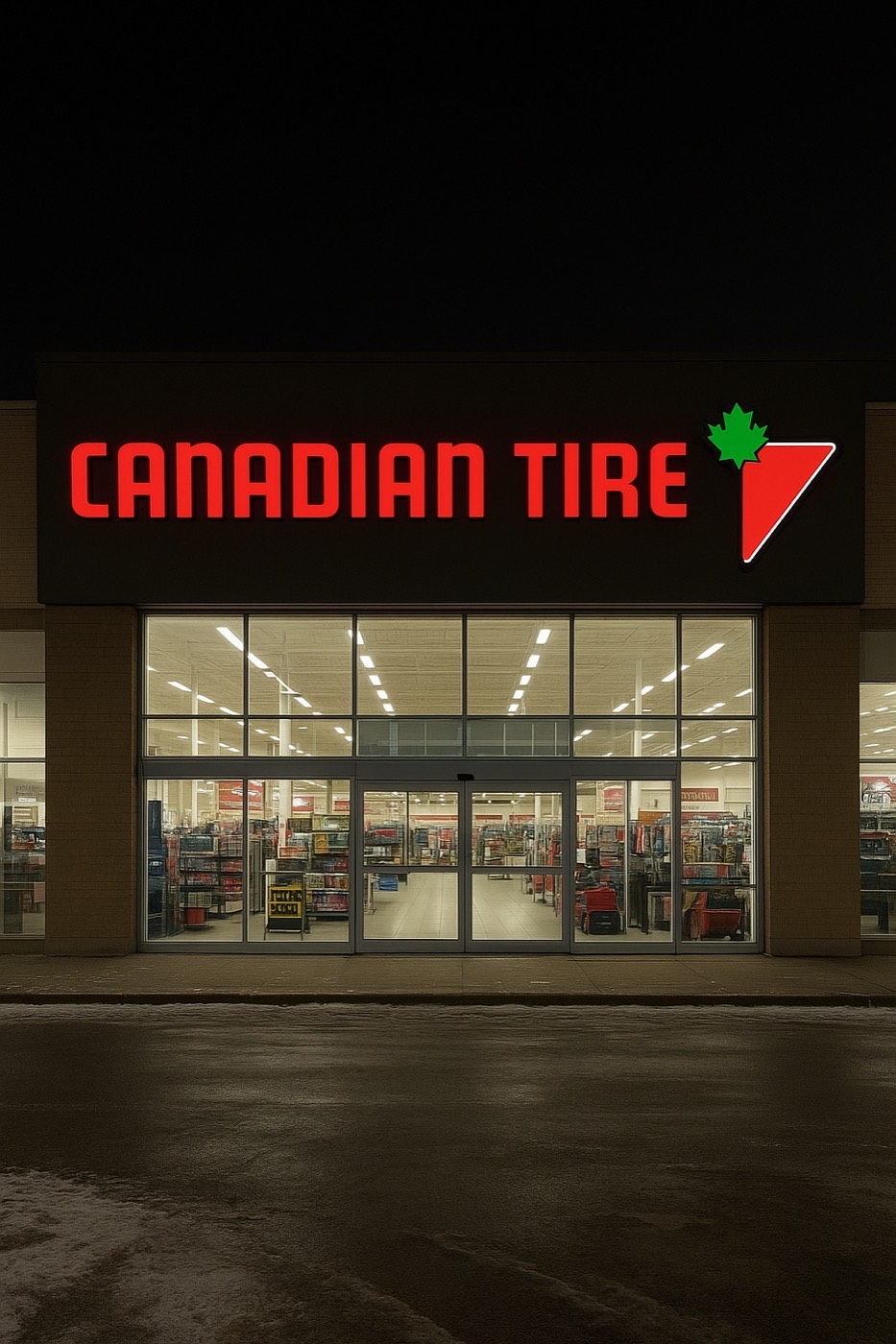 Retail storefront at night, concept render